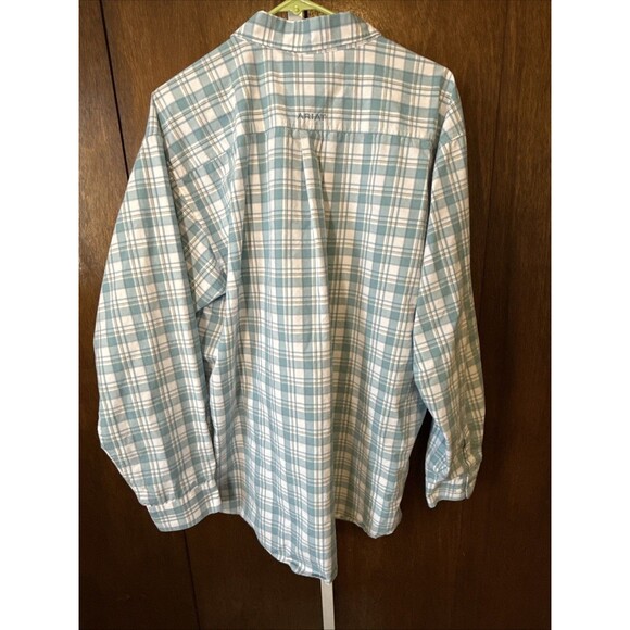 Ariat PRO Series button Front men's XL Shirt Plaid Blue White long sleeve Logo - Picture 8 of 8